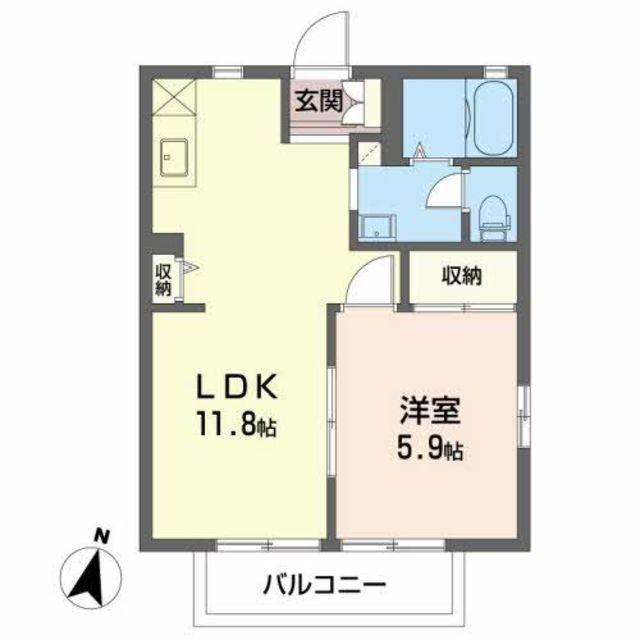 フォーデイズ(1LDK/2階)の間取り写真