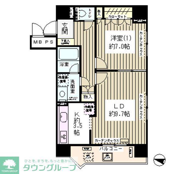 ハイクラッセ日本橋浜町(1LDK/2階)の間取り写真