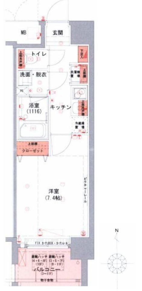 ハーモニーレジデンス森下ステーションフロント(1K/3階)の間取り写真