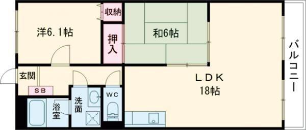 ラフェスタ彦根II(2LDK/2階)の間取り写真