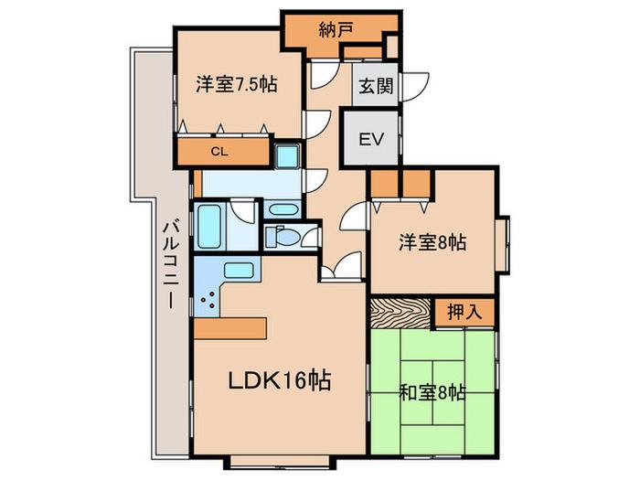 エクセレント東府中(3LDK/5階)の間取り写真