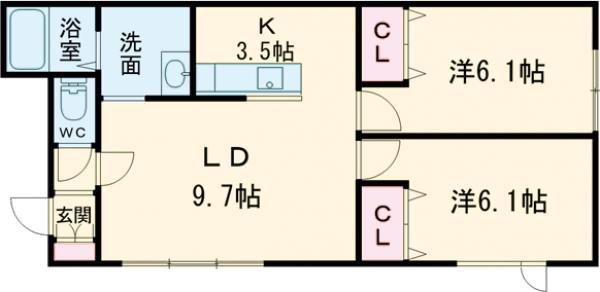 MILK(2LDK/2階)の間取り写真