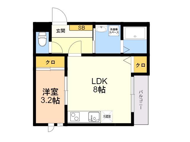 GRANDTIC-KLC野芥Ⅱ(1LDK/1階)の間取り写真