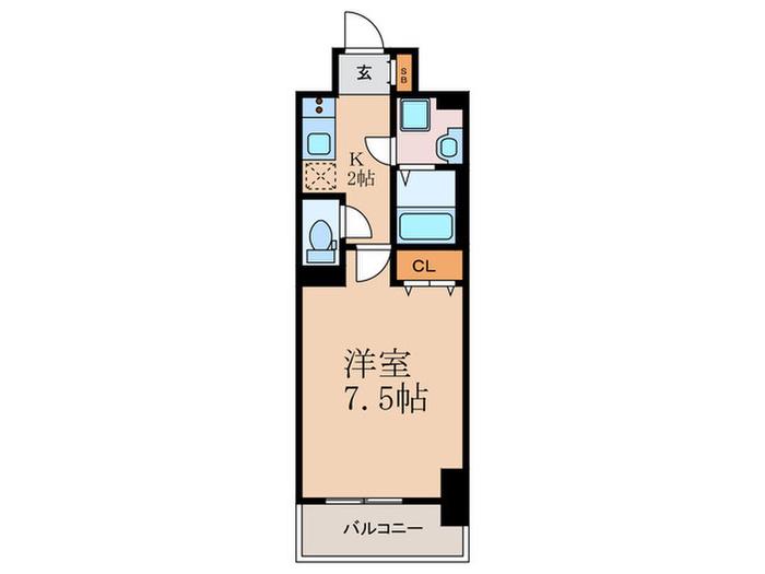 レオンヴァリエ福島野田(1K/2階)の間取り写真