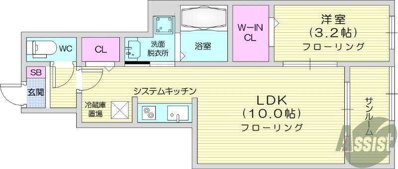 ルーチェフルサワGJ(1LDK/1階)の間取り写真