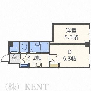 ベルシティ琴似(1LDK/3階)の間取り写真