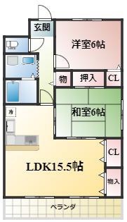 SUNNY SIDE(2LDK/2階)の間取り写真