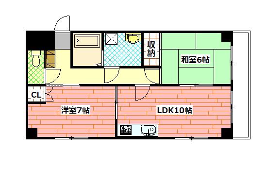 Yビル(2LDK/4階)の間取り写真