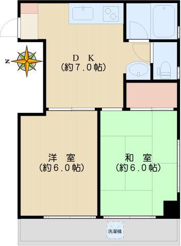 白山ハイツ(2DK/4階)の間取り写真