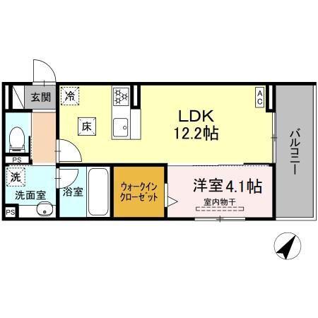 D CREST津島町(1LDK/1階)の間取り写真