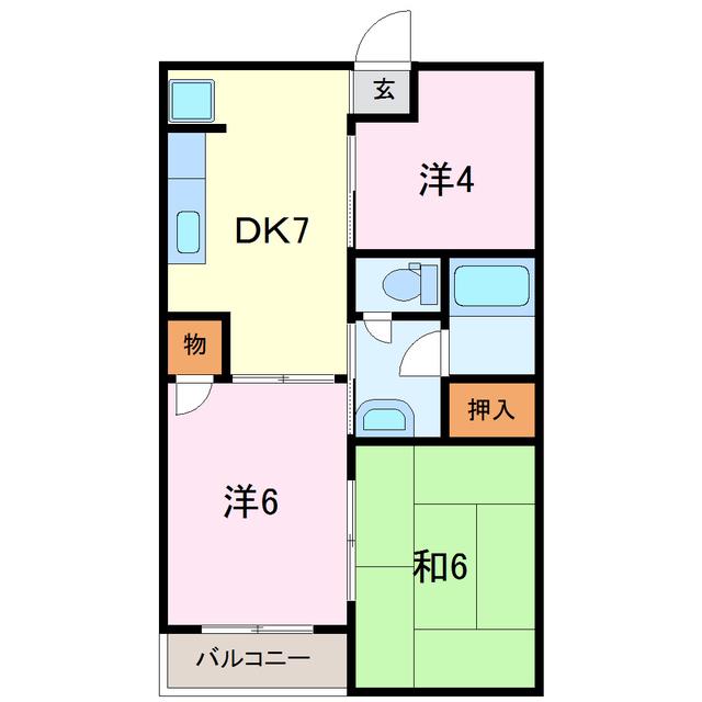 メゾンリビエール(3DK/1階)の間取り写真
