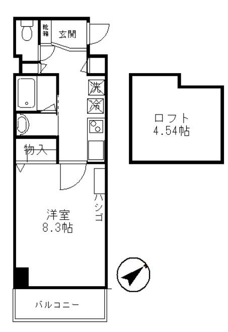 京王線 飛田給駅 徒歩5分 3階建 築18年(1K/2階)の間取り写真