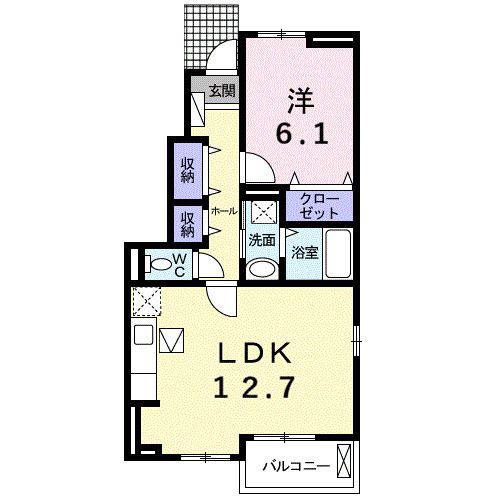ラ.ビリアII(1LDK/1階)の間取り写真