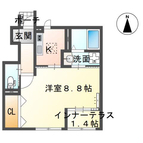 CASA LIBERTA I(1K/1階)の間取り写真