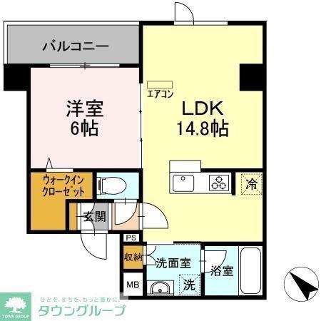GRAND VERT(1LDK/4階)の間取り写真
