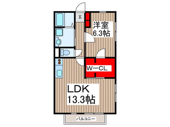 リバーサイドII(1LDK/2階)の間取り写真