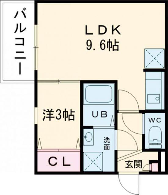 ジーメゾン八幡西リベル(1LDK/3階)の間取り写真