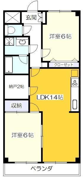 サングリーン所沢(2SLDK/1階)の間取り写真