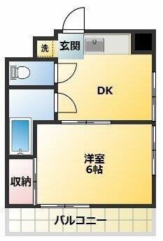 メゾン王城(1DK/6階)の間取り写真