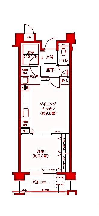 フロール横浜入江町第一(1DK/6階)の間取り写真