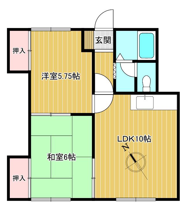 ハイツ27(2LDK/1階)の間取り写真