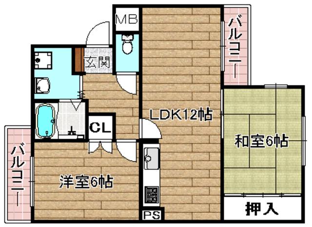 サニーパーク松川(2LDK/3階)の間取り写真
