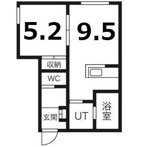 モコ ブラック(1LDK/2階)の間取り写真