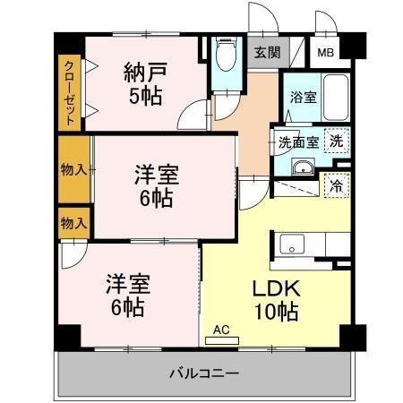 グランドール清水(3LDK/4階)の間取り写真
