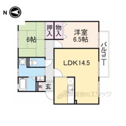 ベルメゾン大幸B(2LDK/2階)の間取り写真
