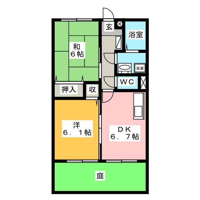 エステート(2DK/1階)の間取り写真