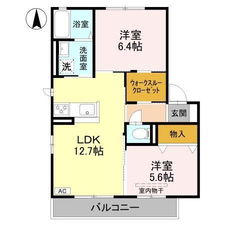 RIVAGE B(2LDK/2階)の間取り写真