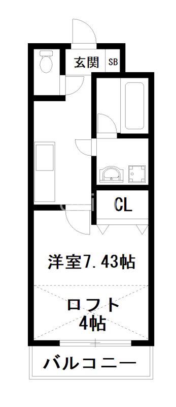 ワイアール東山(1K/2階)の間取り写真