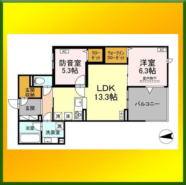 西武池袋線 保谷駅 徒歩9分 3階建 築1年(2LDK/1階)の間取り写真