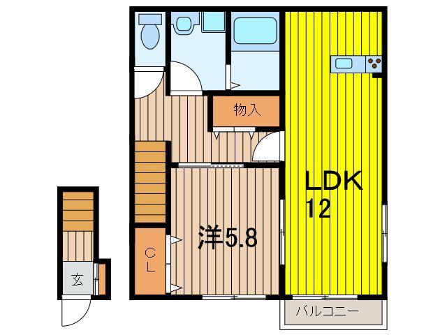 ドリームヒルズ(1LDK/2階)の間取り写真