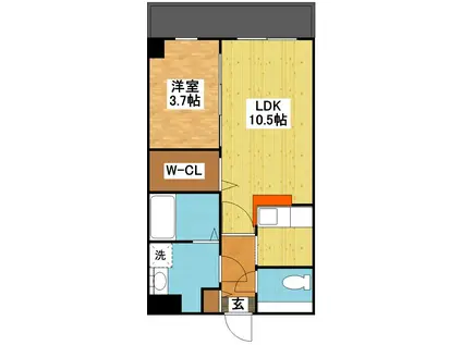 MODERN PALAZZO 文教通(1LDK/7階)の間取り写真
