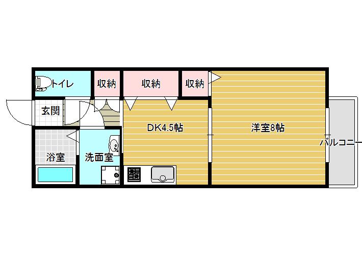 ポラリス(1DK/2階)の間取り写真