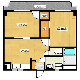 フェニックス翠(2DK/3階)の間取り写真