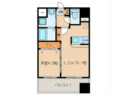 ランドマーク和白(1LDK/3階)の間取り写真