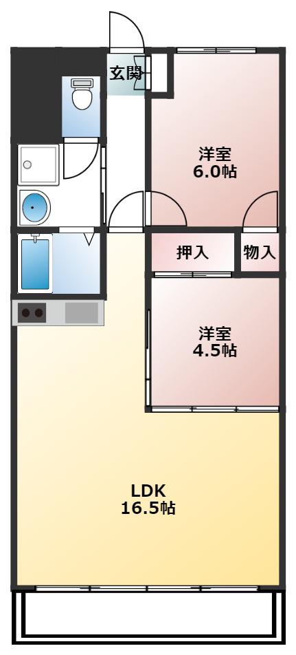 KIソシア Ⅰ(2LDK/2階)の間取り写真