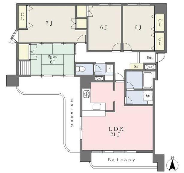 サンハイツ宇多津(4LDK/11階)の間取り写真