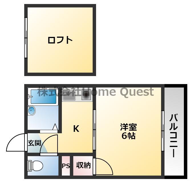 キティハウス(1K/2階)の間取り写真