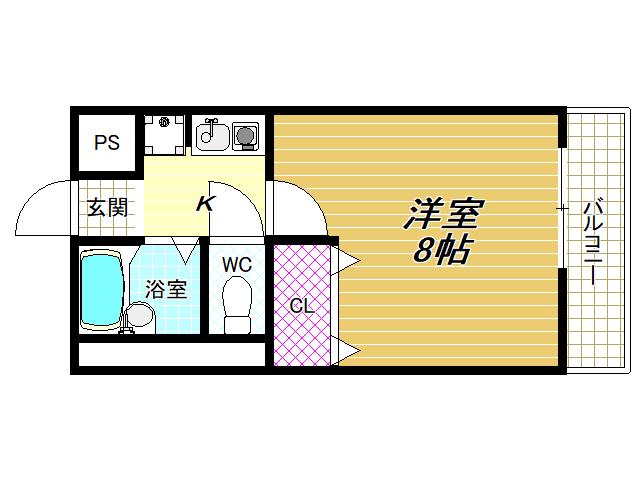 シーダ・ヒル(1K/3階)の間取り写真
