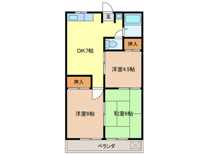 城山ハイツ(3DK/2階)の間取り写真