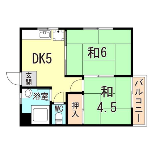 福家マンション(2DK/4階)の間取り写真