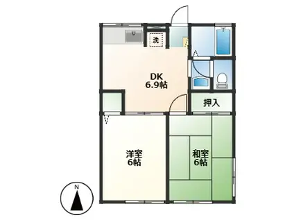 アネックス山王3番館(2DK/1階)の間取り写真