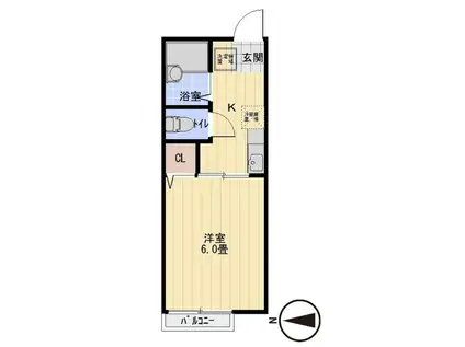 モナークA(1K/2階)の間取り写真