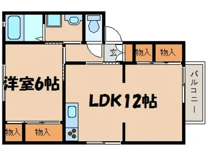 アブニール焼山中央(1LDK/2階)の間取り写真