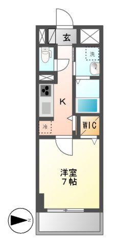プレミアムコート新栄(1K/7階)の間取り写真