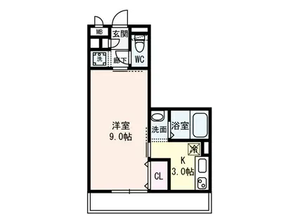 エクレール上小阪(1K/1階)の間取り写真