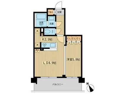 ブレス上池袋(1LDK/5階)の間取り写真
